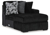 Midnight-Madness 3-Piece Sectional with Double Chaise and Ottoman