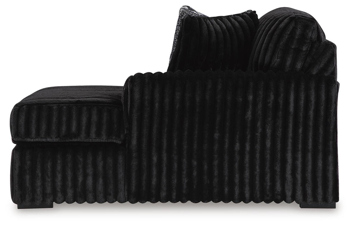 Midnight-Madness 3-Piece Sectional with Double Chaise and Ottoman