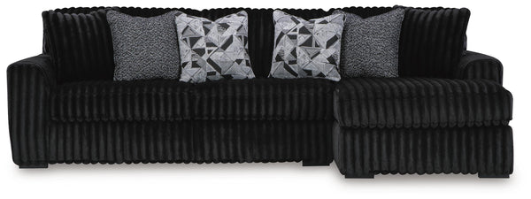 Midnight-Madness Onyx 2-Piece Sectional Sofa with Right-Arm Facing Chaise