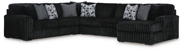 Midnight-Madness Onyx 4-Piece Sectional with Right-Arm Facing Chaise