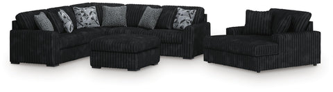 Midnight-Madness 3-Piece Sectional, Chaise and Oversized Accent Ottoman