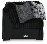 Midnight-Madness 3-Piece Sectional, Chaise and Oversized Accent Ottoman