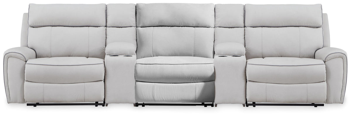Social Pointe 5-Piece Reclining Sectional with Storage Consoles
