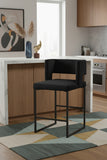 Caleb Velvet Upholstered Counter Stool — 970-C - Black - 970Black-C alternate view 1