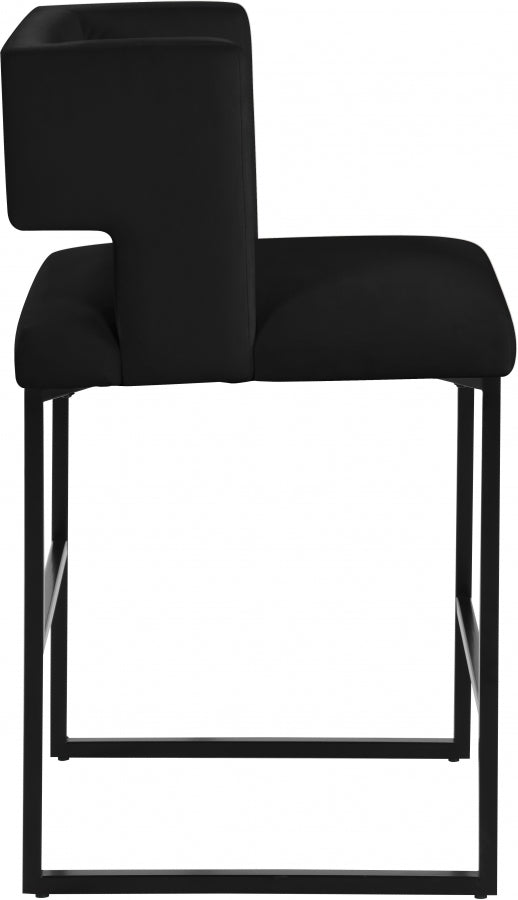 Caleb Velvet Upholstered Counter Stool — 970-C - Black - 970Black-C alternate view 3