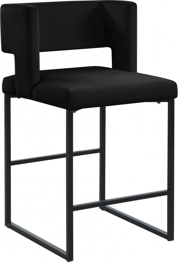 Caleb Velvet Upholstered Counter Stool — 970-C - Black - 970Black-C