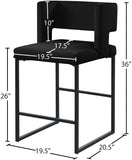 Caleb Velvet Upholstered Counter Stool — 970-C - Black - 970Black-C Dim