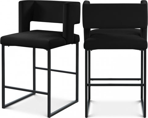 Caleb Velvet Upholstered Counter Stool — 970-C (Set of 2)