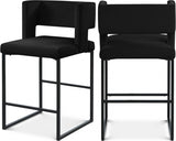Caleb Velvet Upholstered Counter Stool — 970-C - Black - 970Black-C Double Chair