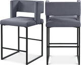 Caleb Velvet Upholstered Counter Stool — 970-C - Grey - 970Grey-C Double Chair