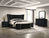 Armany Black Velvet Upholstered Bedroom Set