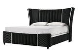 Armany Black Velvet Upholstered Bedroom Set