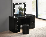 Avery Black Makeup Vanity Set with Lighted Mirror - Crown Mark | Olivia Furniture