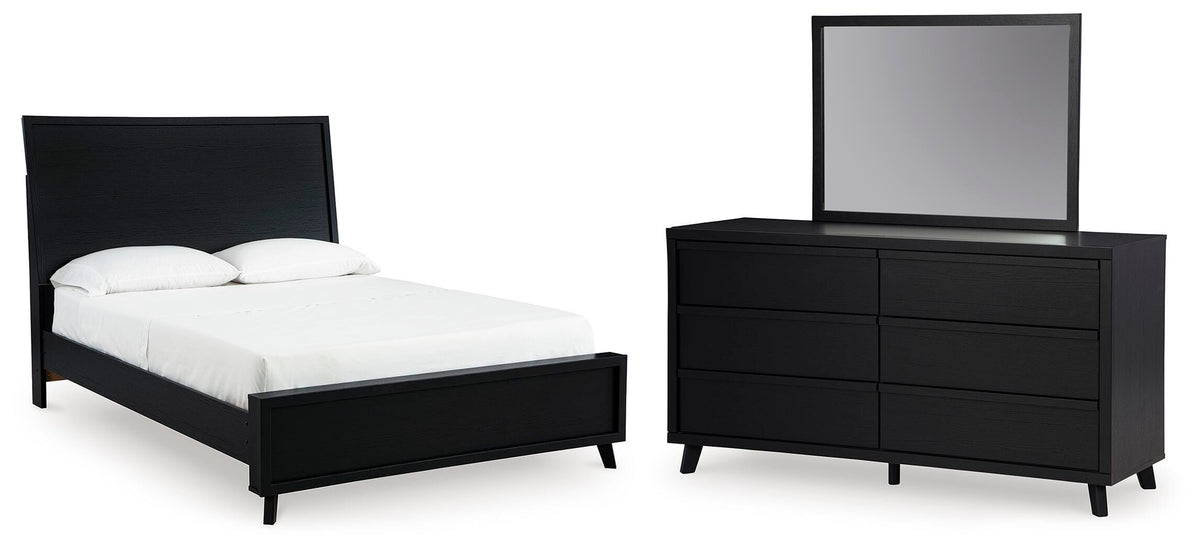 Danziar Queen Panel Platform Bed, Dresser and Mirror
