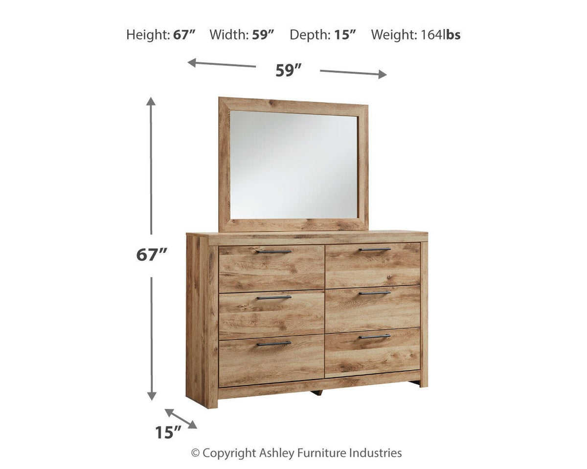 Hyanna Full Panel Bed with 2 Side Storage, Dresser and Mirror