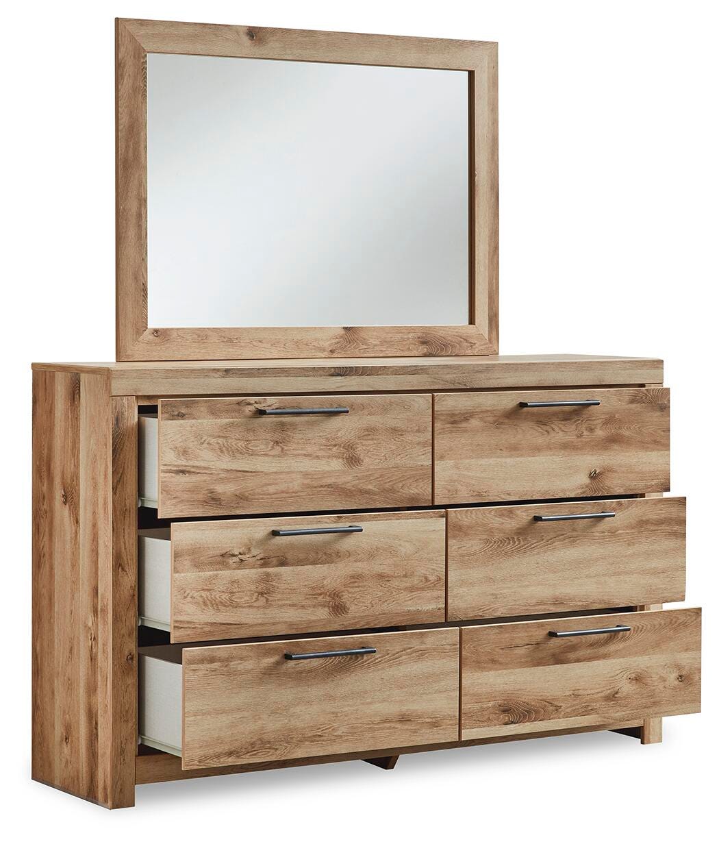 Hyanna Twin Panel Bed with 1 Side Storage, Dresser and Mirror