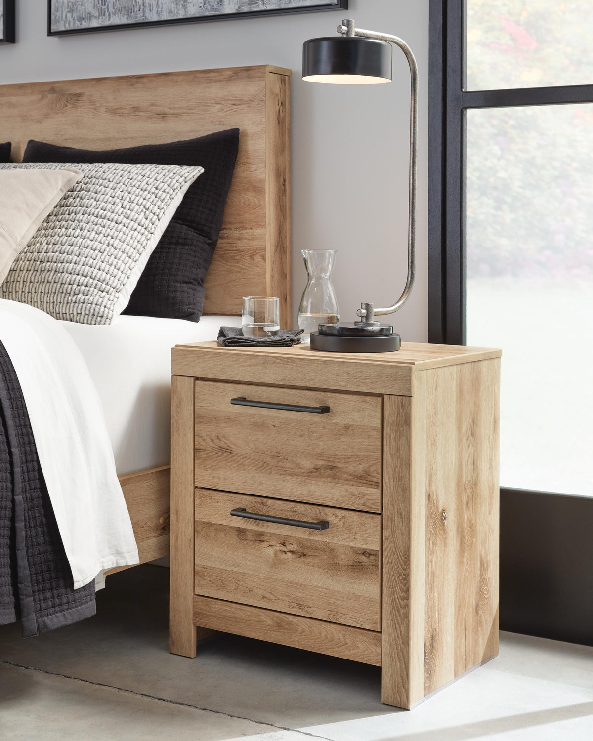 Hyanna Queen Panel Bed with Storage, Dresser, Mirror and Nightstand
