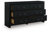 Maeling Queen Upholstered Panel Bed, Dresser and Nightstand
