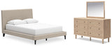 Cielden Queen Upholstered Bed, Dresser and Mirror