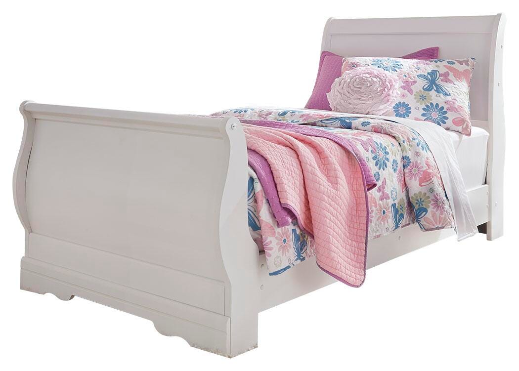 Anarasia Twin Sleigh Bed, Dresser, Mirror and Nightstand
