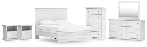 Bostwick Shoals Queen Panel Bed with Mirrored Dresser, Chest and 2 Nightstands