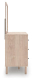 Arloster Twin Upholstered Panel Bed, Dresser and Mirror