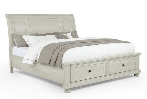 Claribelle White Queen Storage Sleigh Bed