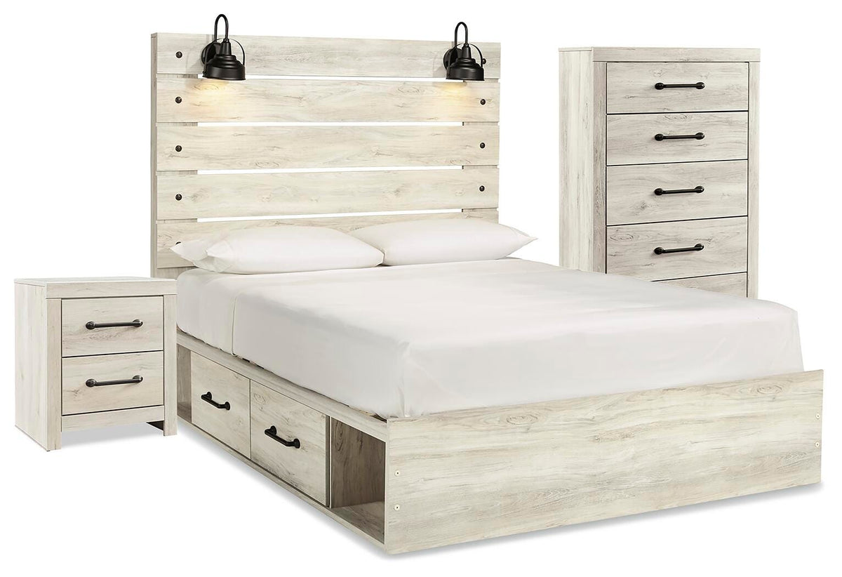 Cambeck Queen Panel Bed with Storage, Chest and Nightstand