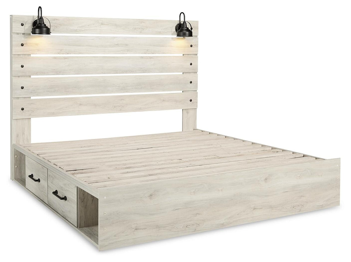Cambeck King Panel Bed with Storage, Dresser, Mirror and Nightstand