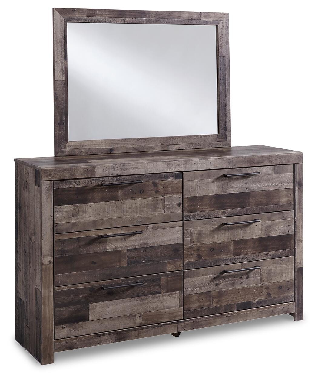 Derekson Queen Bed with Mirrored Dresser and Nightstand