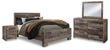 Derekson Queen Bed with Mirrored Dresser and Nightstand