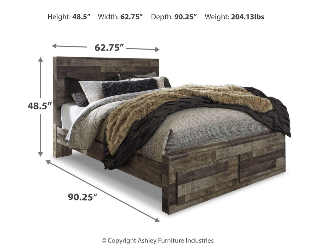 Derekson Queen Panel Storage Bed with Mirrored Dresser and Nightstand