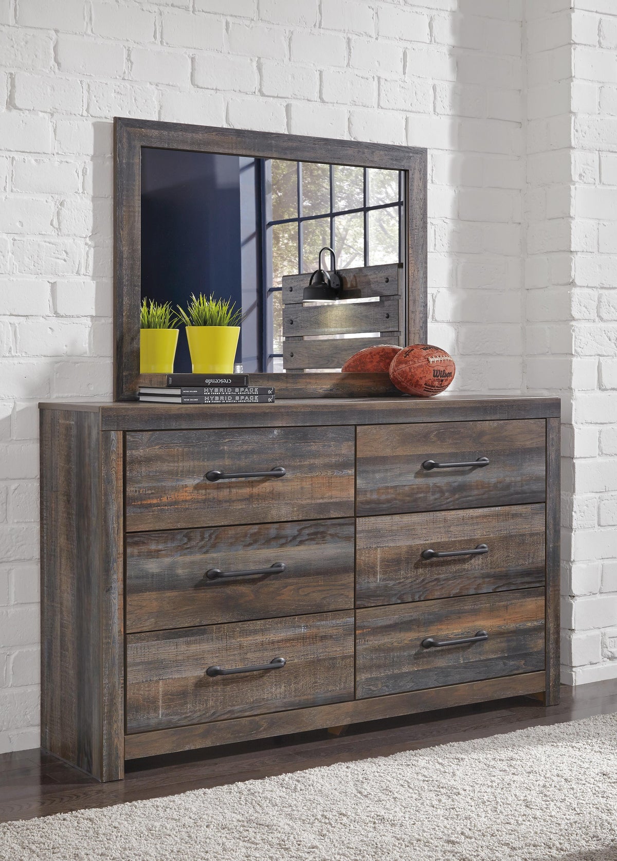 Drystan Full Panel Bed, Dresser, Mirror, and Nightstand