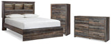 Drystan Queen Bookcase Bed, Dresser and Chest