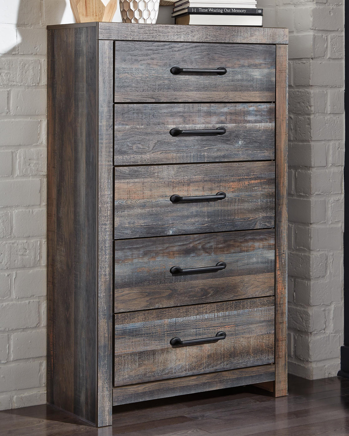 Drystan Queen Bookcase Storage Bed, Dresser, Mirror, Chest and 2 Nightstands