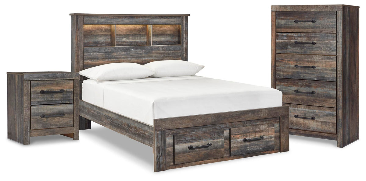Drystan Full Bookcase Storage Bed, Chest and Nightstand