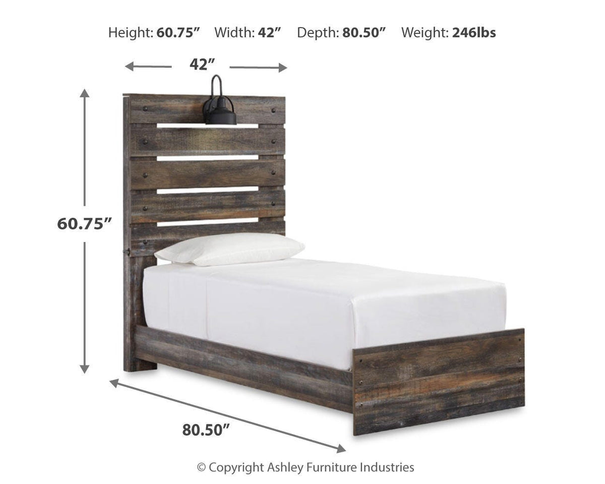 Drystan Twin Panel Bed with 4 Storage Drawers