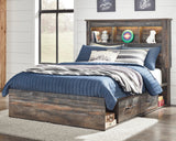 Drystan Full Bookcase Bed with 2 sided Storage, Dresser and Nightstand