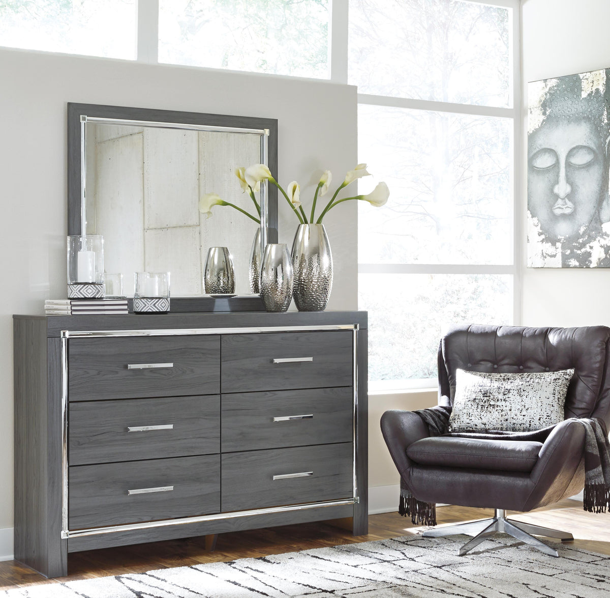 Lodanna Full Storage Bed, Dresser, Mirror, Chest and Nightstand
