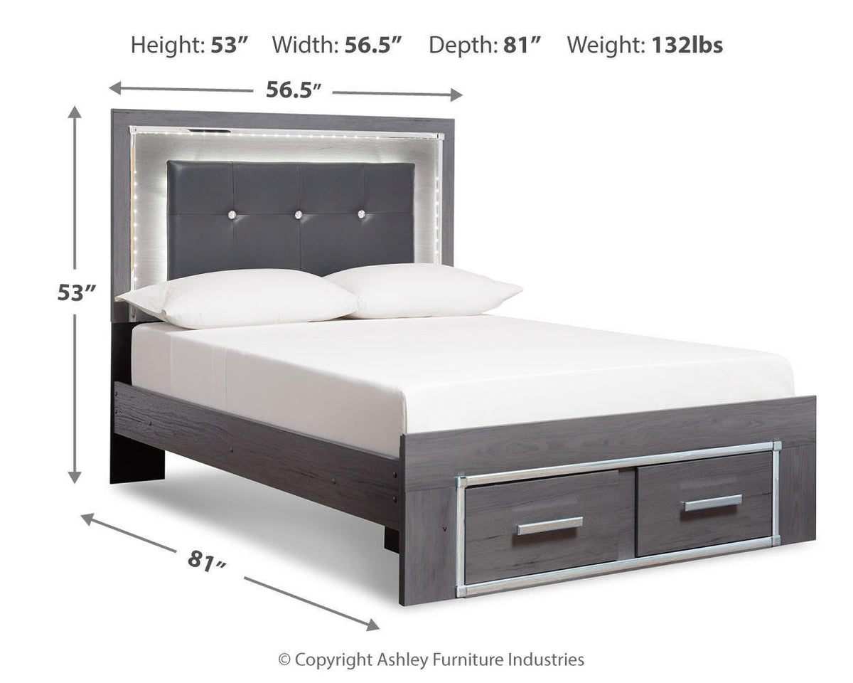 Lodanna Full Panel Bed with 2 Storage Drawers
