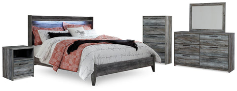 Baystorm King Panel Bed, Dresser, Mirror, Chest and Nightstand