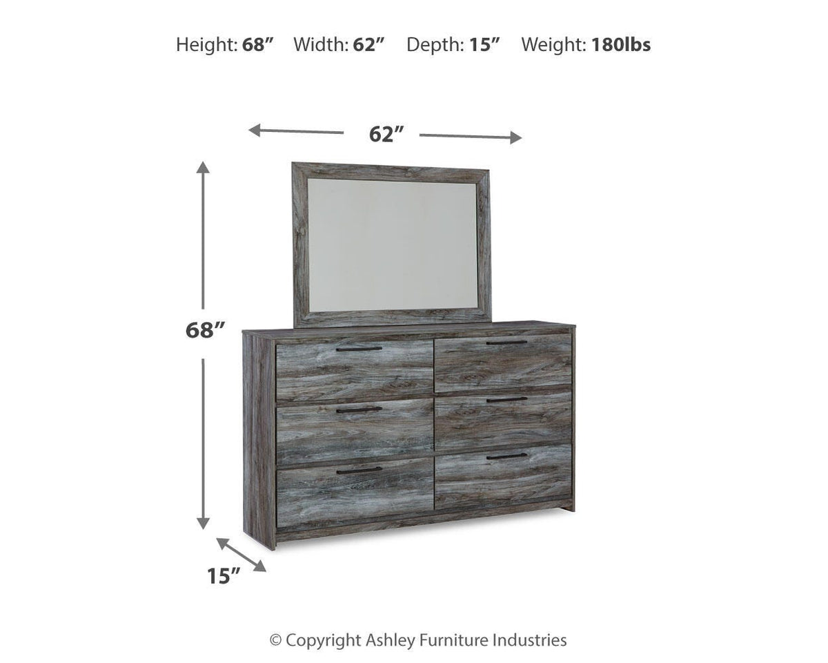 Baystorm King Panel Bed with Storage, Dresser, Mirror and 2 Nightstands