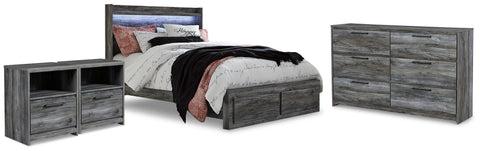 Baystorm Queen Panel Storage Bed, Dresser and 2 Nightstands