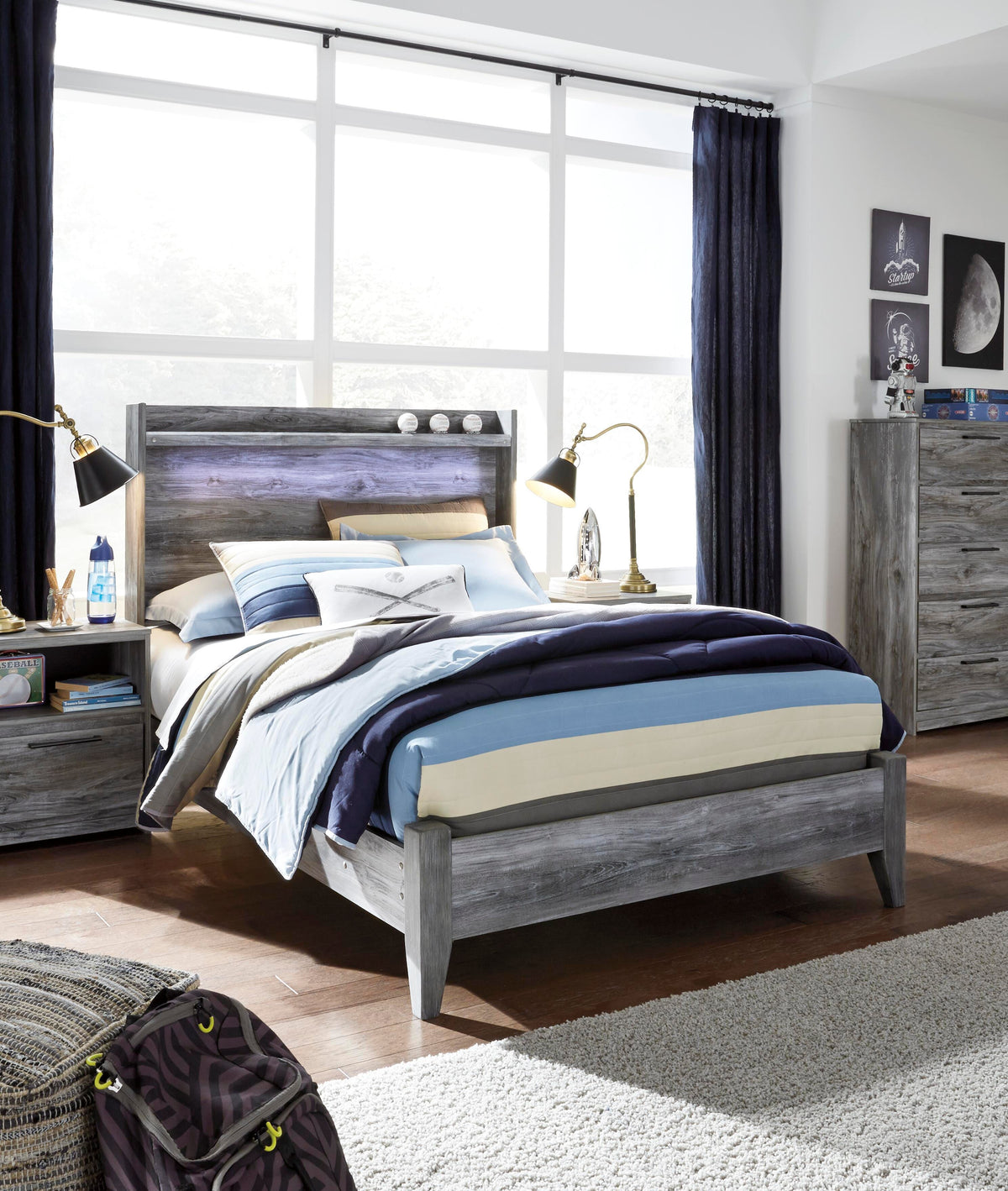 Baystorm Full Panel Bed and Nightstand
