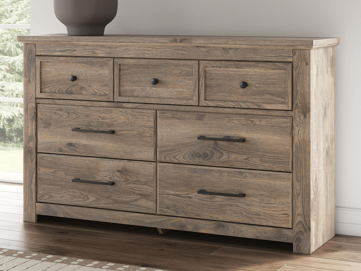 Rusticott Queen Panel Bed, Dresser and Nightstand