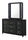 Valeria Black Upholstered LED Bedroom Set