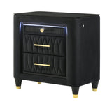 Valeria Black Upholstered LED Bedroom Set