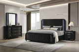 Valeria Black Upholstered LED Bedroom Set