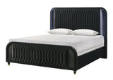 Valeria Black Upholstered LED Bedroom Set