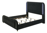 Valeria Black Upholstered LED Bedroom Set